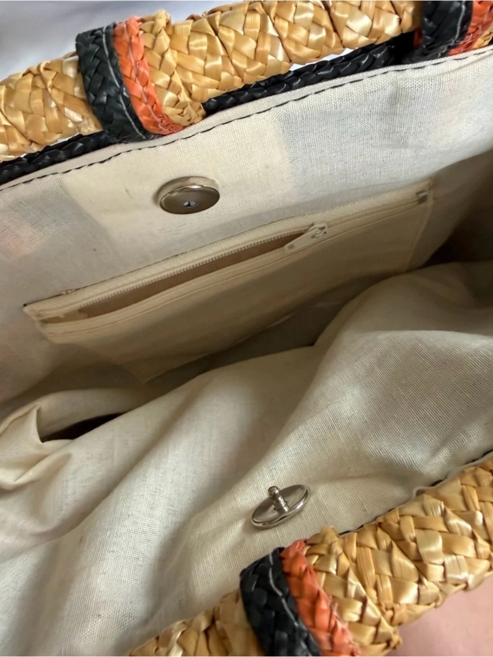 Vintage Woven Straw Stripe Tote Bag Purse Coastal Grandma Y2K Boho Summer Beachy